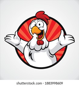 Cool and attractive chicken mascot, suitable for fried chicken logos or other chicken cooking products.
