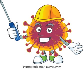 cool automotive cartoon character of spreading coronavirus
