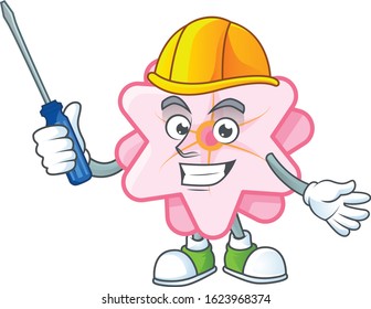 Cool automotive chinese pink flower in cartoon character style