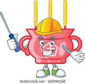 Cool automotive chinese red incense in cartoon character style