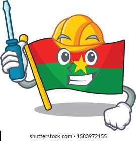 Cool automotive flag burkina faso presented in cartoon character style
