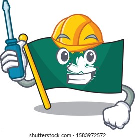 Cool automotive flag macau presented in cartoon character style