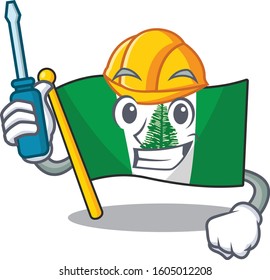 Cool automotive flag norfolk island in cartoon character style