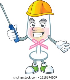 Cool automotive pink glass of wine in cartoon character style
