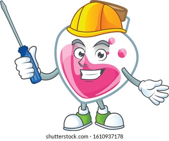 Cool automotive pink potion in cartoon character style