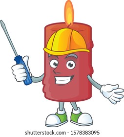 Cool automotive red candle presented in cartoon character style