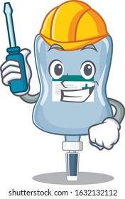 Cool automotive saline bag in cartoon character style