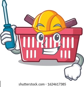 Cartoon Character Shopping Basket Artist Brush Stock Vector (Royalty