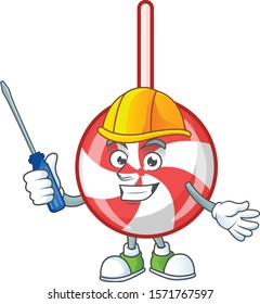 Cool automotive striped peppermint candy presented in cartoon character style