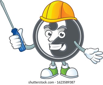 Cool automotive yin yang in cartoon character style