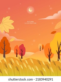 Cool autumn scenery event illustration
