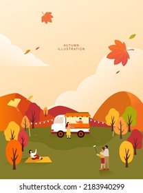 Cool autumn scenery event illustration
