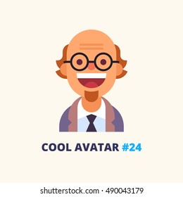 Cool avatar #24. Adult smart man in suit with tie. Modern simple and clear design. Vector icon in flat style.