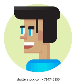 Cool avatar. Young guy friendly smiling. Modern simple and clear design. Vector icon in flat style.