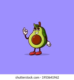 Cool avocado character show OK Hand Gesture. Fruit character icon concept isolated. Emoji Sticker. flat cartoon style Vector