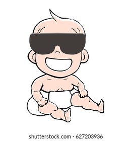 Cool baby in sunglasses