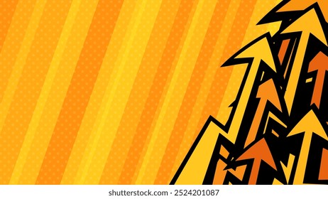 Ilustração de fundo legal de uma seta_American quadrinho estilo_rise_amarelo_16:9