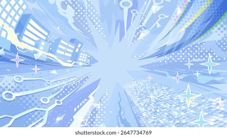 Cool background illustration with a bright blue technology theme_16:9