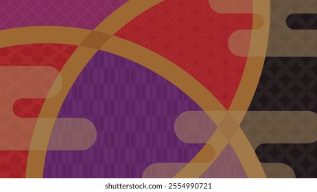 Cool background illustration of hazy red, black and purple Japanese pattern_16:9