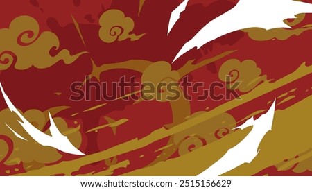 Cool background with Japanese-style whirlwind effect_red and gold_16:9