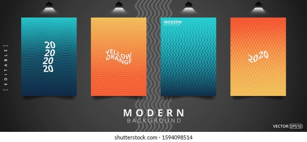 Cool background. Minimal covers design. Zigzag colorful gradient lines wave stripes backdrops. Eps10 vector.