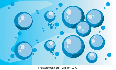 Cool background with sea blue bubble vector. Good asset for art, design, editing, presentation, art, greeting, and cute card.