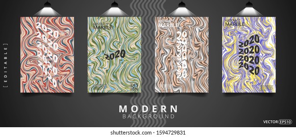 Cool background. Set of minimal book covers design. colorful marble backdrops. Eps10 vector.
