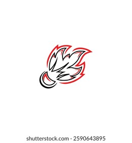 Cool badminton logo with smash effect area 