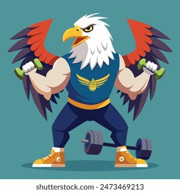 A COOL BALD EAGLE EXERCISING