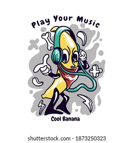 cool banana character illustration for merchandise or poster designs