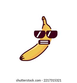Cool banana color line icon. Mascot of emotions. Pictogram for web page, mobile app, promo.