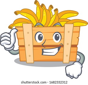 Cool banana fruit boxcartoon design style making Thumbs up gesture