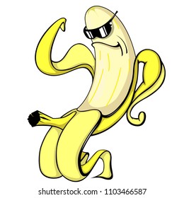 Cool Banana Wearing Sunglasses Muscular Rolling.