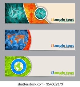 Cool banner set of three with abstract geometric shapes