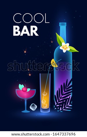 Cool bar menu design template. Cocktail party.
