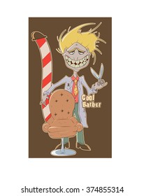 Cool Barber Cartoon Illustration/ Fully editable Eps 10 