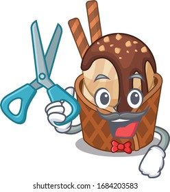 Cool Barber coffee ice cream mascot design style