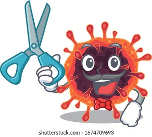 Estilo de diseño de mascota de zona de virus Cool Barber corona
