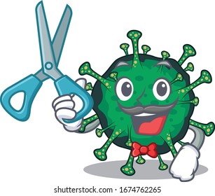 Cool Barber coronavirus mascot design style 