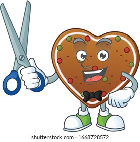 Cool Barber gingerbread love mascot design style