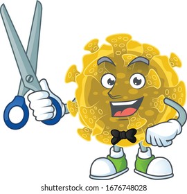 Cool Barber infectious coronavirus mascot design style