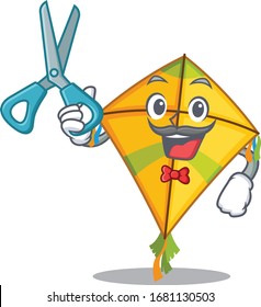 Cool Barber kite mascot in design style