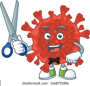 Cool Barber red corona virus mascot design style
