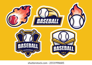 Cool Baseball Stickers for Club Merchandise. Sport and Competition Illustration Theme.