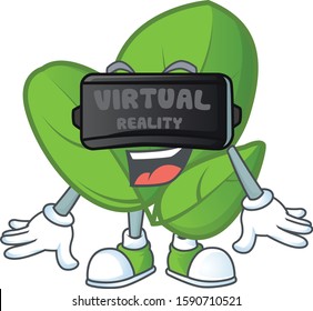 cool basil character with Virtual reality headset