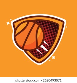 Cool Basketball Badge Icon Design for Sports Team Logo and Merchandise Branding