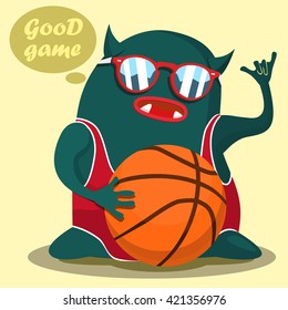 Cool Basketball Monster Graphic. Vector Cartoon Eps 10