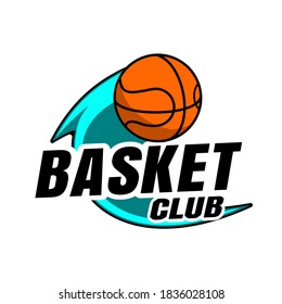 Cool formato vectorial del logo deportivo de baloncesto aislado en fondo blanco. Mejor para el logotipo del equipo, impresión, pegatina, pin, impresión textil, etc.