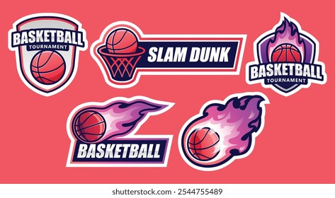 Adesivos de basquete legal para toda a comunidade de basquete. Tema de Ilustração de Competição e Esporte.