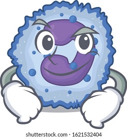 Cool basophil cell mascot character with Smirking face